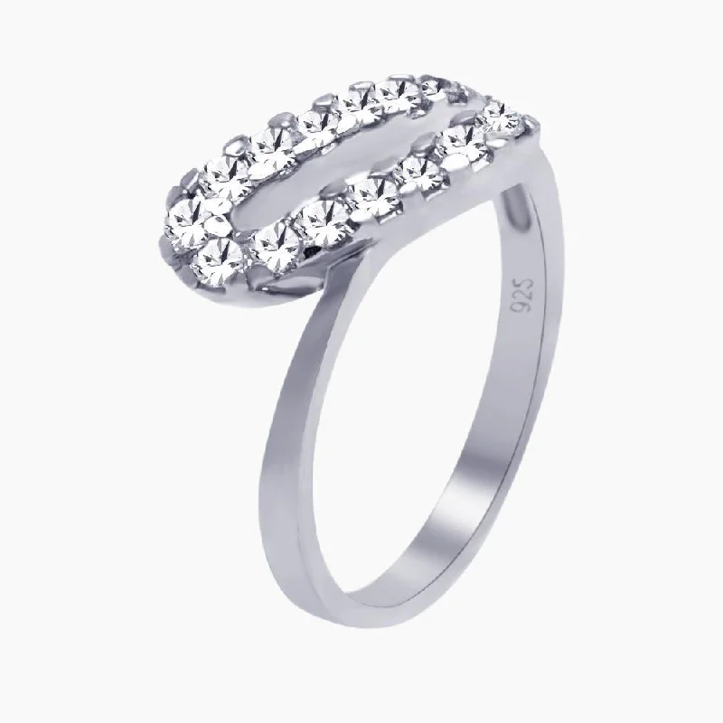 Ladies rings radiant shine styles-Silver 925 Rhodium Plated CZ Ring - AAR0049