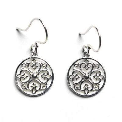 Ladies earrings zodiac sign styles-Southern Gates Hearts Design Pendant and Earrings in Sterling Silver