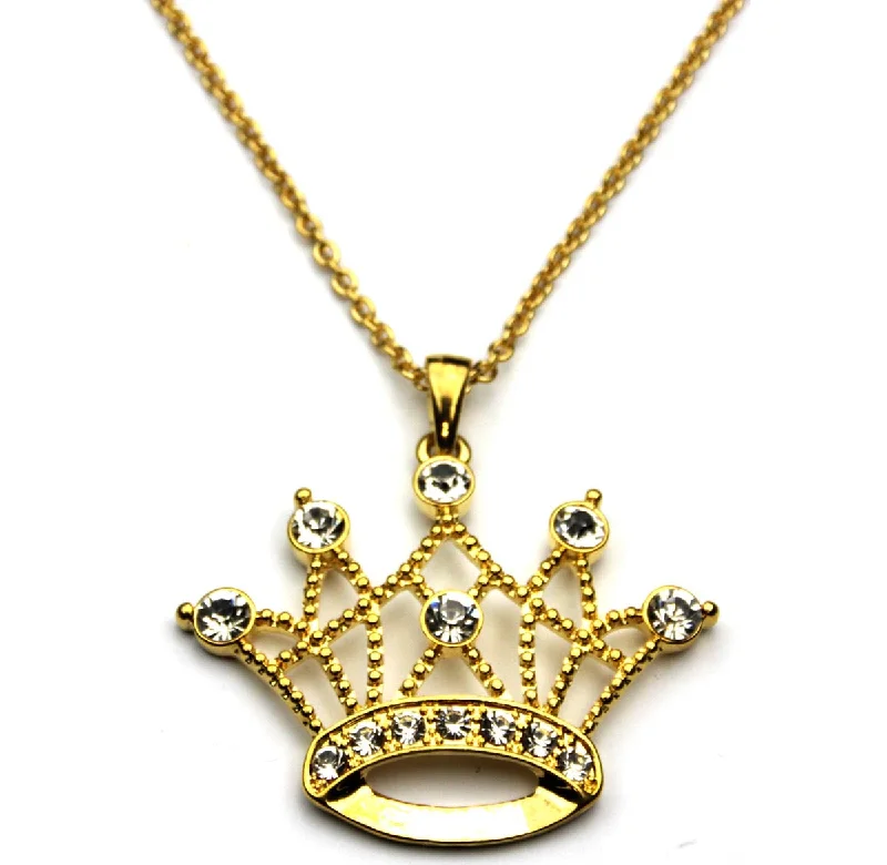 Ladies necklaces metallic sheen styles-Crown Necklace, Gold