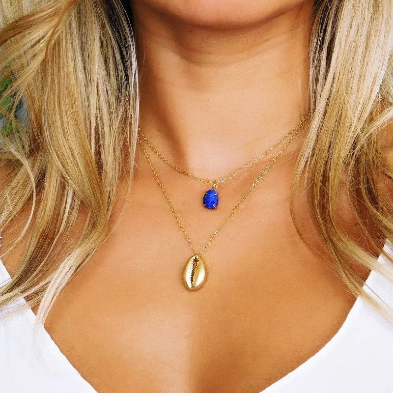 Ladies necklaces ceramic crafted designs-Small Lapis Lazuli Drop Necklace