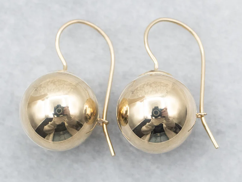 Ladies earrings collectible jewelry items-Yellow Gold Ball Drop Earrings