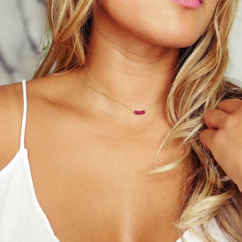 Ladies necklaces red diamond styles-Raw Ruby Necklace