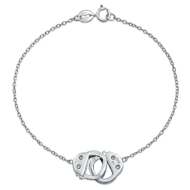 Ladies bracelets personalized touch options-Minimalist Chain Link Bracelet for Couples with CZ Accent in Sterling Silver