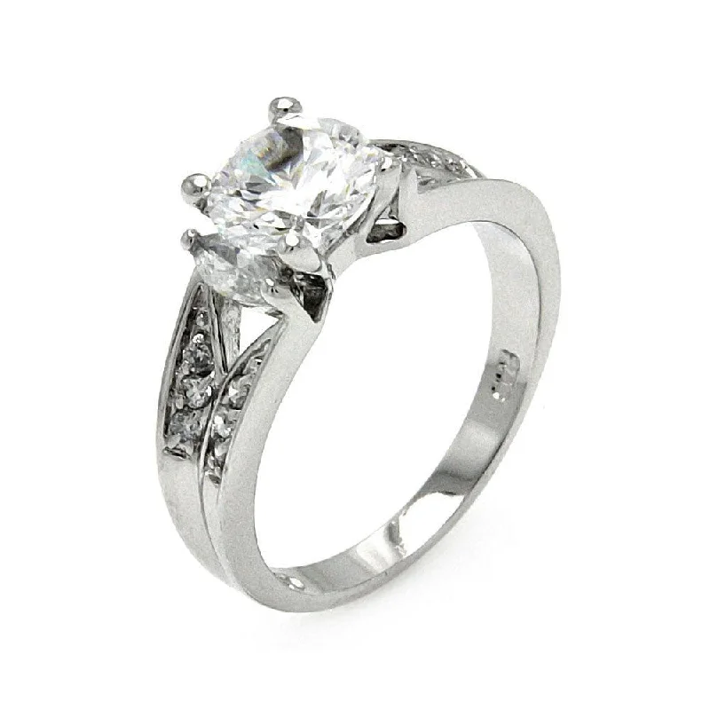 Ladies rings one-off design rings-Silver 925 Rhodium Plated Clear Marquise Sides and Square Center CZ Bridal Ring - BGR00551