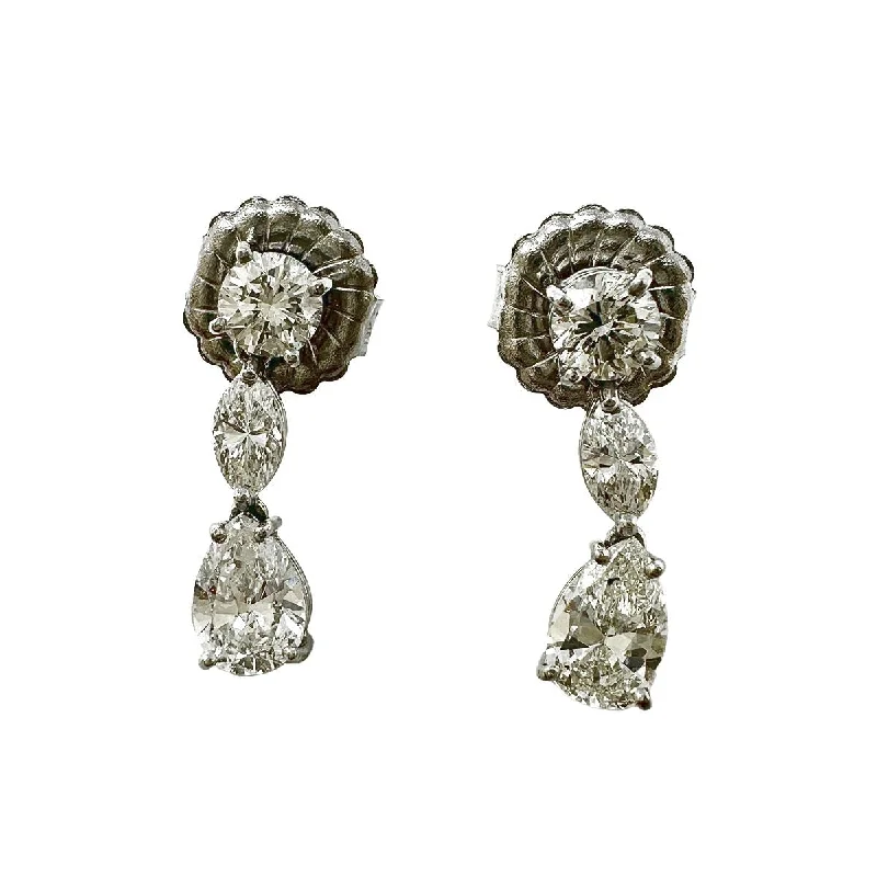 Ladies earrings punk style vibes-Platinum and 14K/18K Gold Diamond Drop Earrings