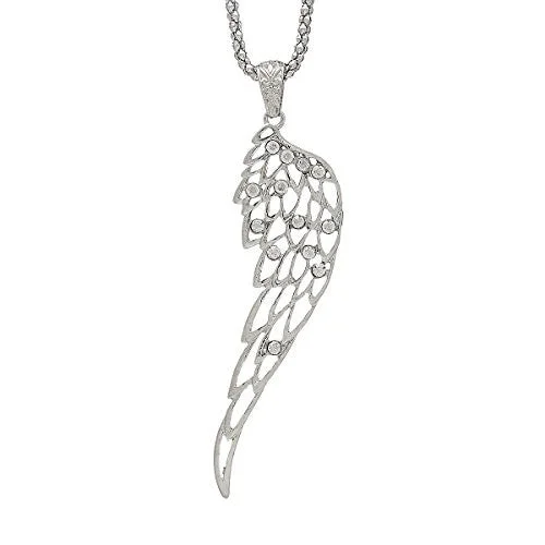 Ladies necklaces minimalist gold chains-Fashion Jewelry Necklace Anel Wing Hollow with Clear Rhinestone with Lobster Clasp