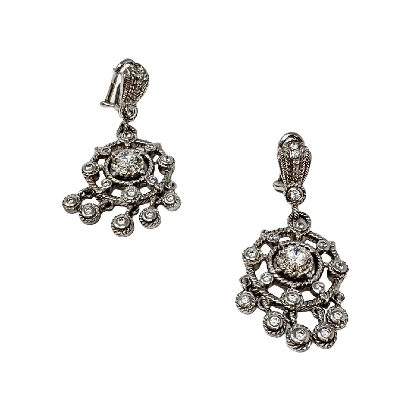 Ladies earrings affordable price range-Judith Ripka Round Drop Earrings with  CZ