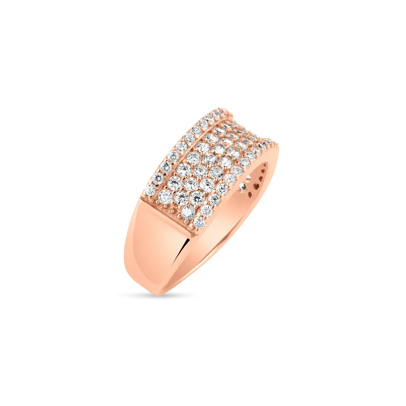 Ladies rings compact size styles-Silver 925 Rose Gold Plated Micro Pave CZ Ring - BGR00608