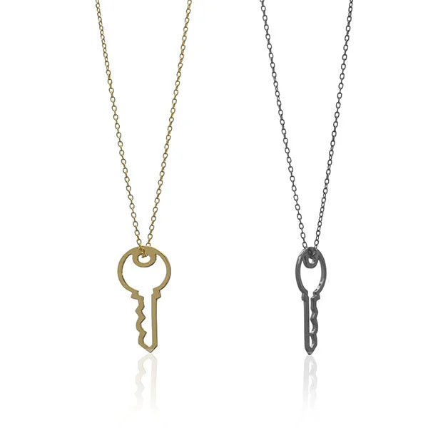 Ladies necklaces shiny gold necklaces-Key To Success Necklace