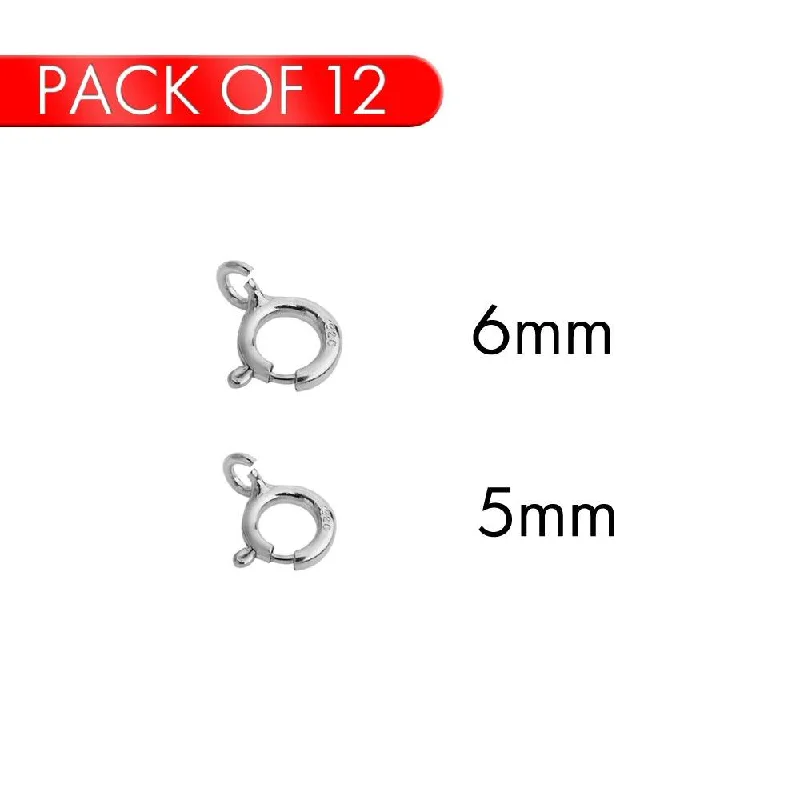 Ladies rings Independence Day designs-Rhodium Plated 925 Sterling Silver Round Spring Clasp - CLASP01RH (PK of 12)