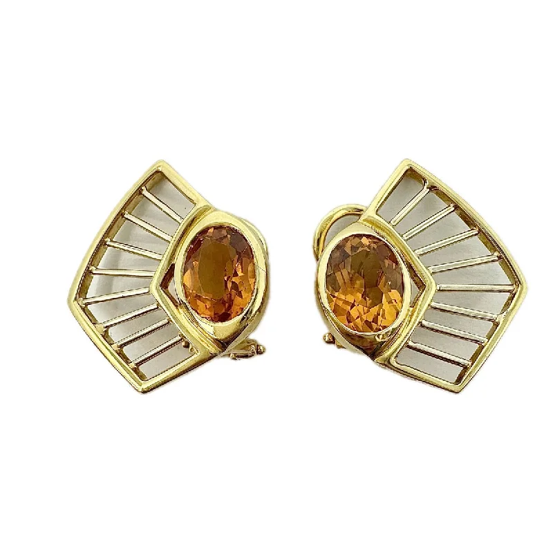 Ladies earrings eco-friendly materials-Manfredi 18K Gold and Citrine Earrings