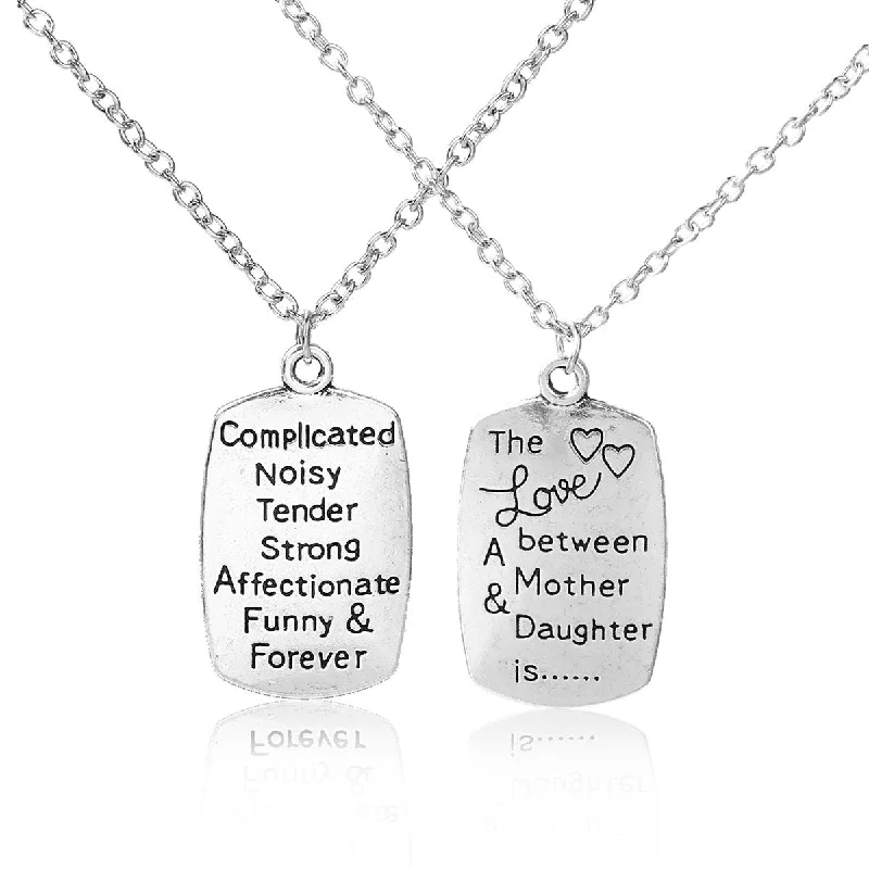 Ladies necklaces oxidized finish styles-SEXY SPARKLES inch  Mother & Daughter inch  Pendant Necklace Double Side Message