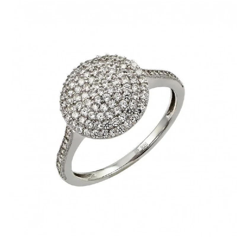 Ladies rings elegant timeless looks-Silver 925 Rhodium Plated Pave Set Clear CZ Circle Ring - STR00954