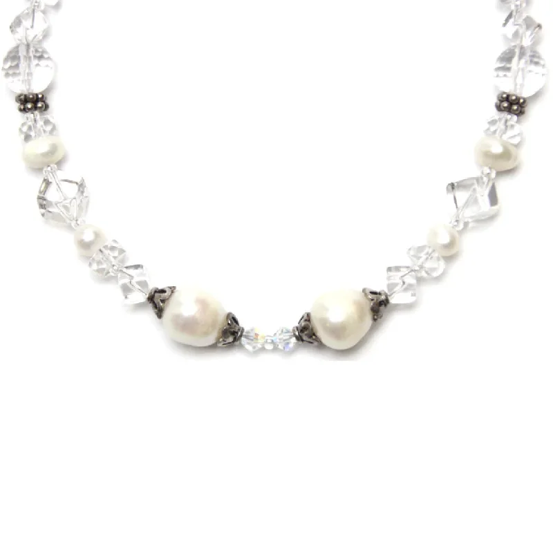 Ladies necklaces fragile beauty styles-Gemstone Quartz Pearls Necklace