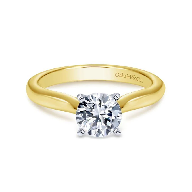 Ladies engagement rings worldwide appeal-14K WhiteYellow Gold Round Diamond Engagement Ring