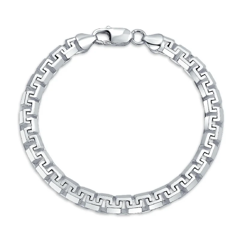 Ladies bracelets sustainable jewelry designs-Men's Solid Heavy Forzata Franco Chain Link Bracelet Sterling Silver Italy 8-9 Inch