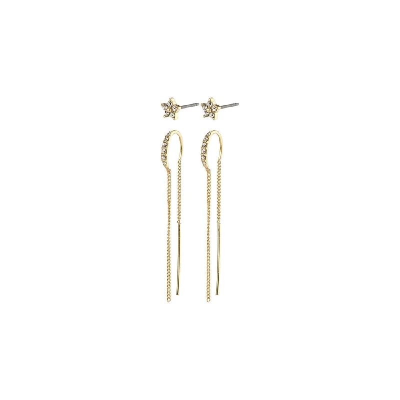 Ladies earrings anniversary special designs-Rebecca Gold Plated Crystal Earring Set