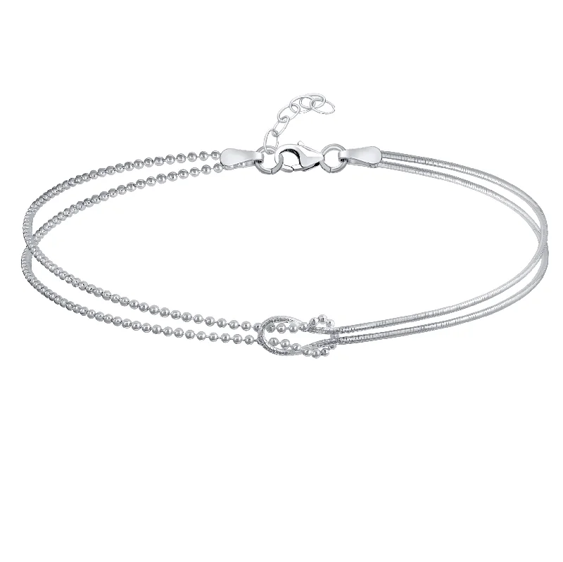 Ladies bracelets openwork pattern styles-Romantic Love Knot Infinity Anklet Ankle Bracelet Sterling Silver