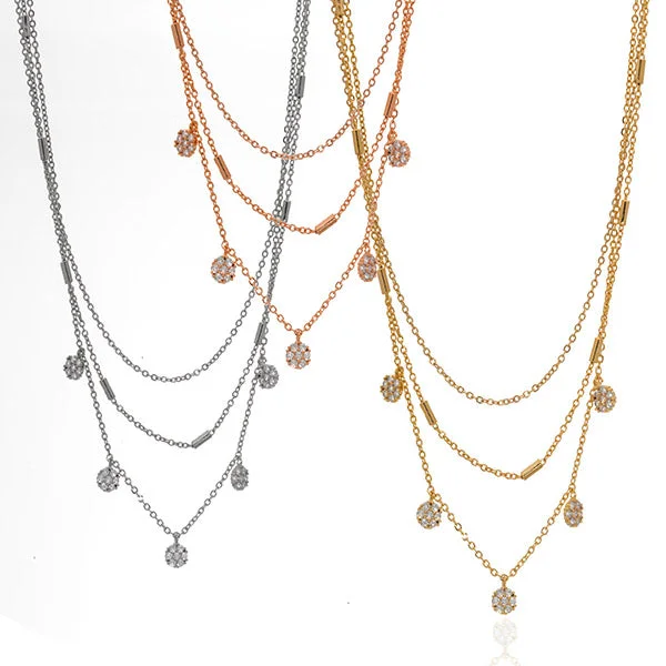 Ladies necklaces iridescent finish designs-3 Tier Chime Necklace