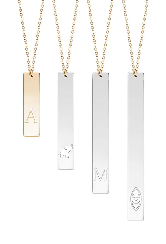 Ladies necklaces rotating gem designs-Stella Vertical Bar Necklace