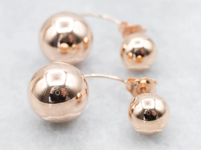 Ladies earrings promise earring options-Rose Gold Double Ball Earrings