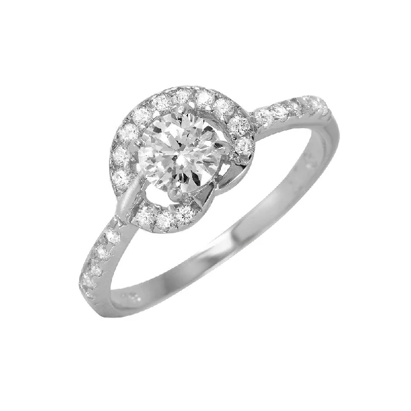 Ladies rings scratch-resistant styles-Silver 925 Rhodium Plated CZ Ring - BGR00957