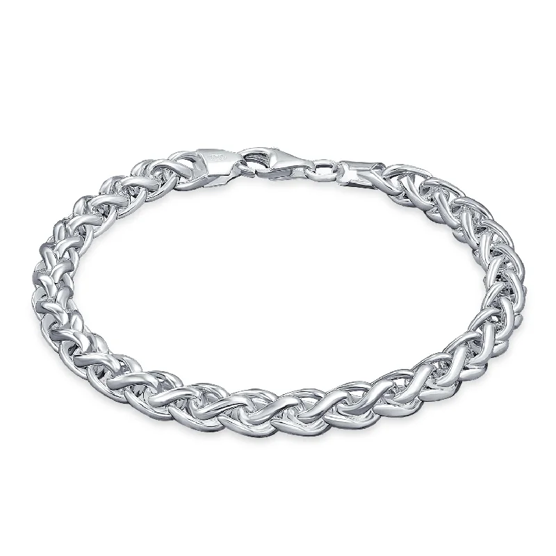 Ladies bracelets raw stone bracelets-Unisex Men's Heavy Franco Chain Link Bracelet Sterling Silver Made in Italy