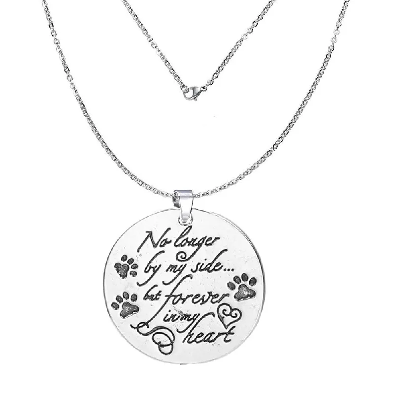 Ladies necklaces satin finish designs-inch No longer by my side but forever in my heartinch  Memorial Necklace & Pendant