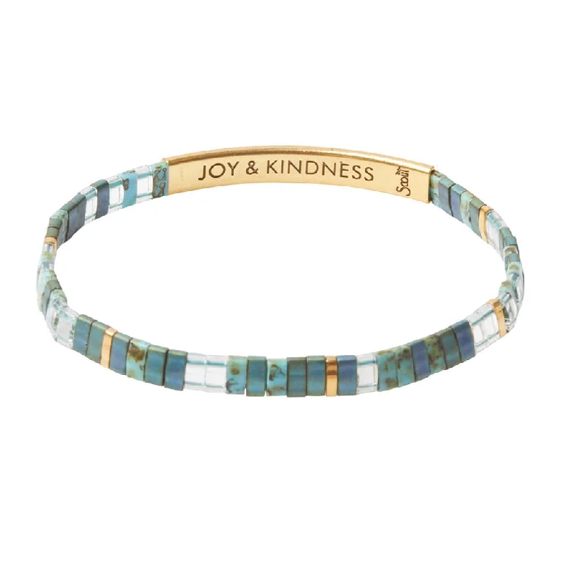 Ladies bracelets salt-and-pepper designs-Good Karma Miyuki Bracelet | Joy & Kindness - Marine/Gold