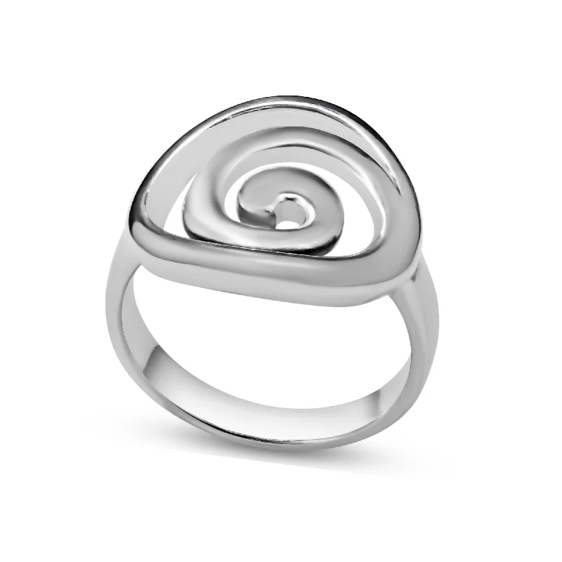 Ladies rings Scandinavian minimal rings-High Polished 925 Sterling Silver Swirly Ring - CR00718