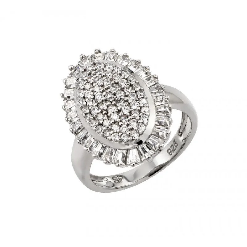 Ladies rings initial letter styles-Silver 925 Rhodium Plated Micro Pave CZ Ring - GMR00020