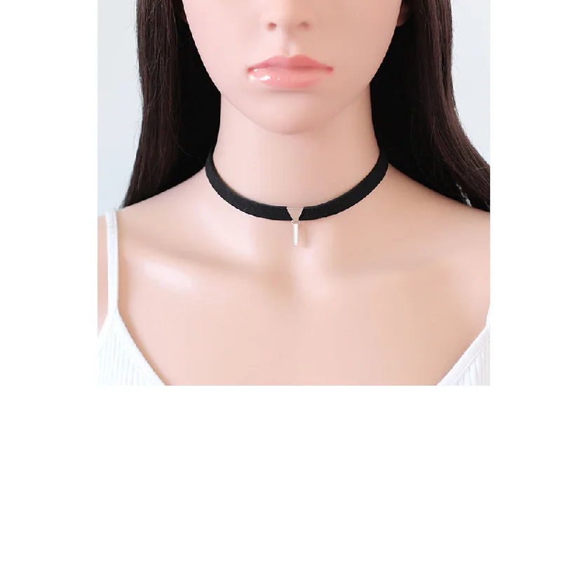 Ladies necklaces birthstone pendant styles-Sexy Sparkles Black Velvet Choker Necklace for Women Girls Gothic Choker Bolo Tie Chokers