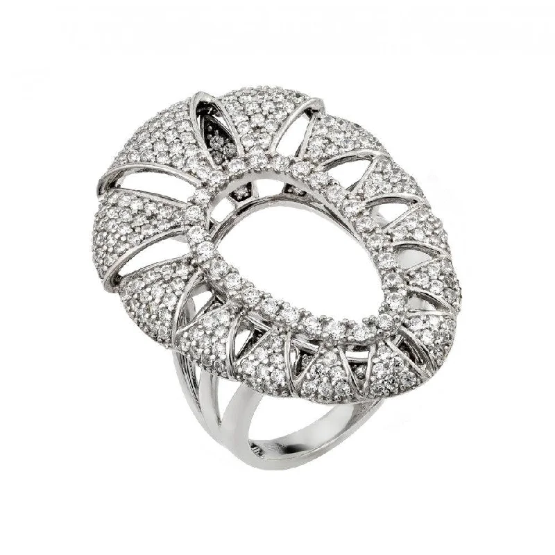 Ladies rings subtle luxury options-Silver 925 Rhodium Plated Micro Pave CZ Ring - GMR00023