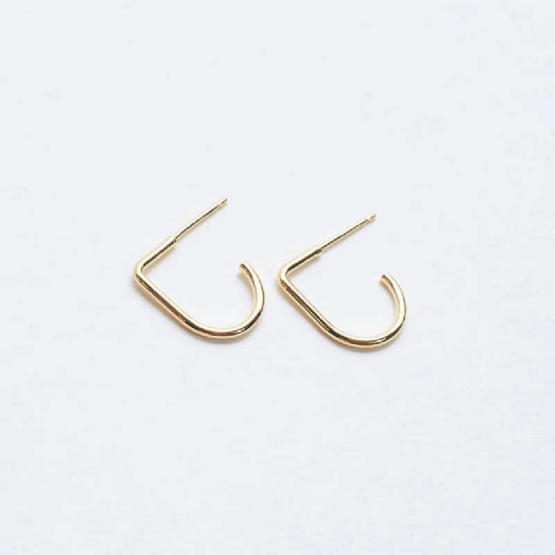 Ladies earrings soft touch styles-U Shaped Gold Vermeil Earring on Post