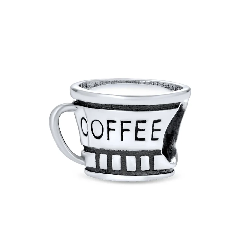 Ladies bracelets sapphire stone designs-Latte Coffee Charm Bead for Student Sterling Silver European Bracelet