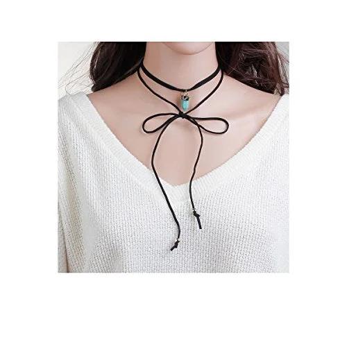 Ladies necklaces polished shiny designs-Sexy Sparkles Velvet Choker Necklace for Women Girls Gothic Choker Bolo Tie Chokers