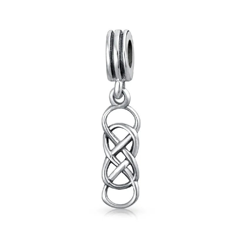 Ladies bracelets angled cut bracelets-Romantic Celtic Love Knot Infinity Dangle Charm Bead Sterling Silver for Bracelet