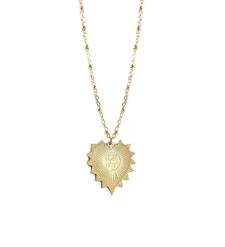 Ladies necklaces layered necklace looks-Vesta Initial Heart Medallion Necklace