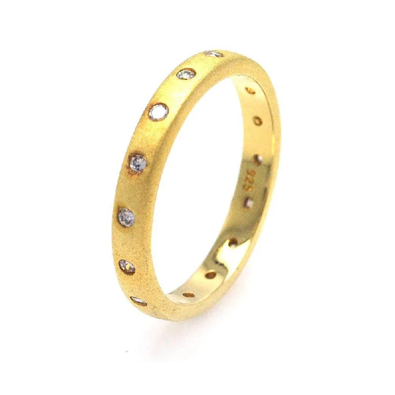 Ladies rings starburst design picks-Silver 925 Gold Plated CZ Stackable Eternity Ring - STR00588