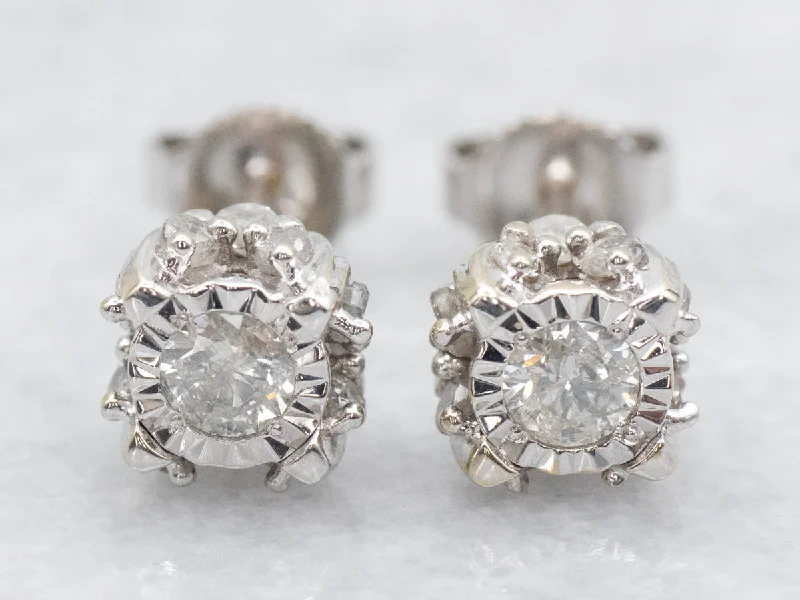 Ladies earrings perfect gift choices-White Gold Diamond Stud Earrings with Diamond Accents