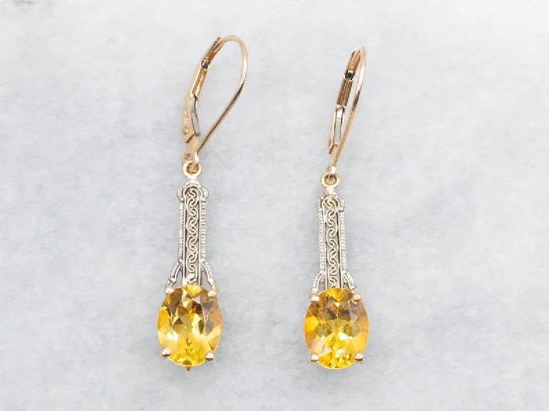 Ladies earrings sturdy build designs-Golden Beryl Drop Earrings