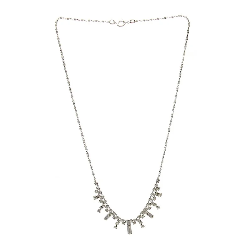 Ladies necklaces oversized bold necklaces-Rhinestone Chain Necklace