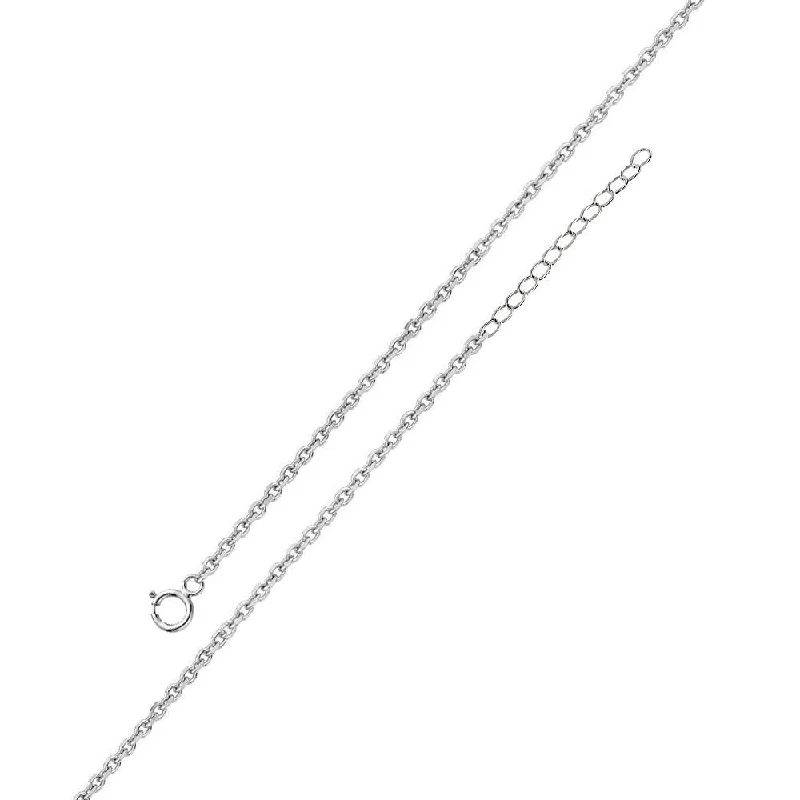 Ladies rings single stone rings-Rhodium Plated 925 Sterling Silver Adjustable Extension Chain 1.25mm - S030RH-SPRING