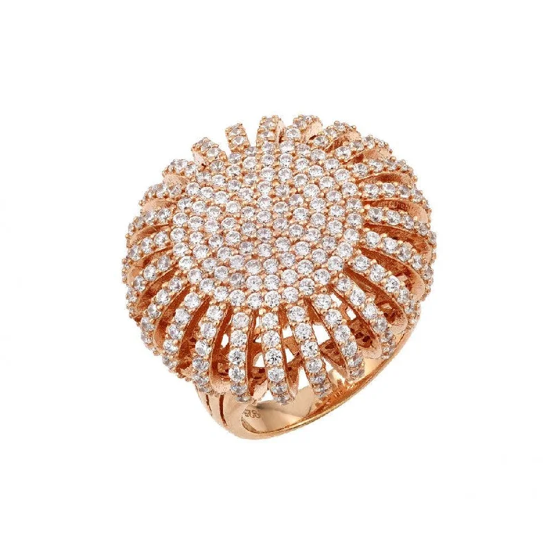 Ladies rings rose gold stackables-Silver 925 Rose Gold Plated Micro Pave Ring - GMR00026-RGP