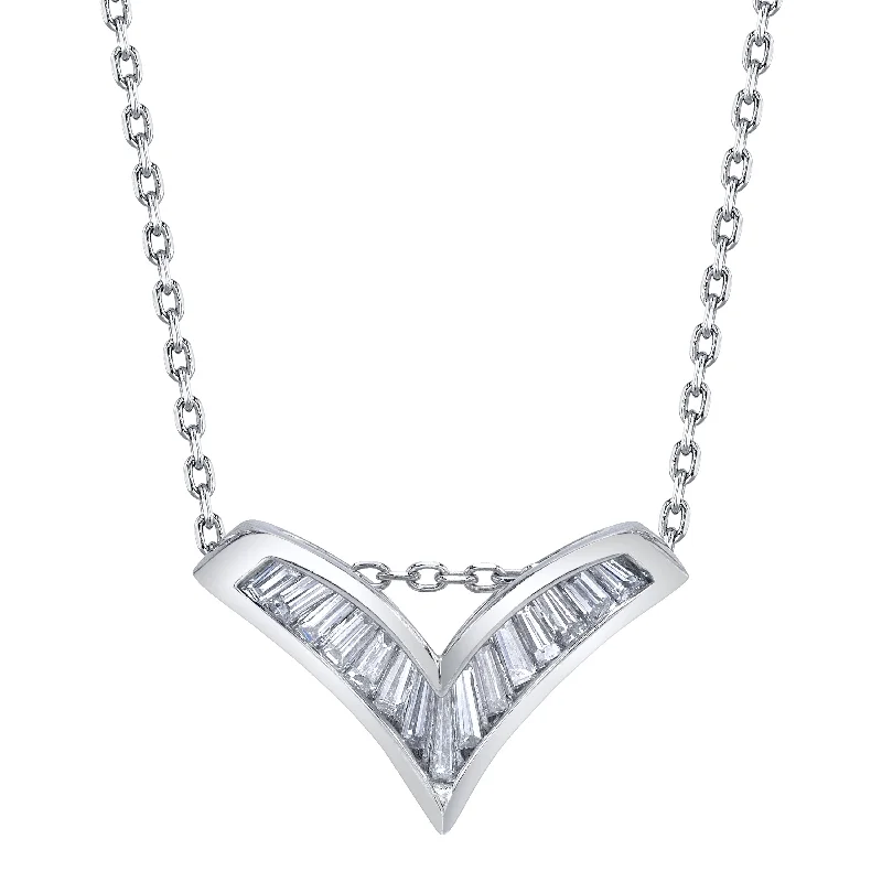 Ladies necklaces marquise cut necklaces-Victory Baguette Pendant Necklace