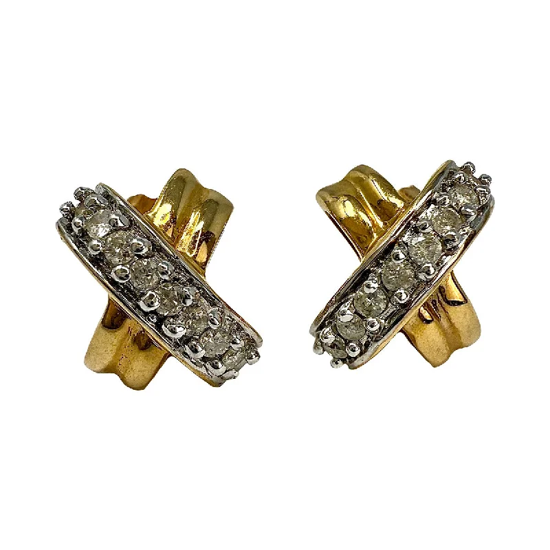 Ladies earrings recycled metal styles-14K  Gold "X" Earrings