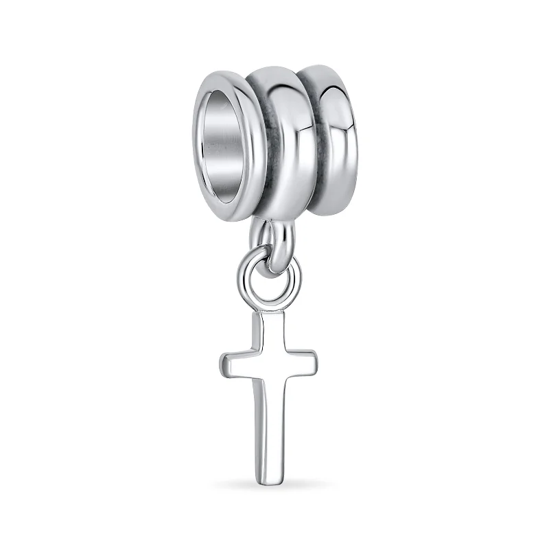 Ladies bracelets lightweight comfort designs-Christian Cross Dangle Charm Bead Sterling Silver for European Bracelet