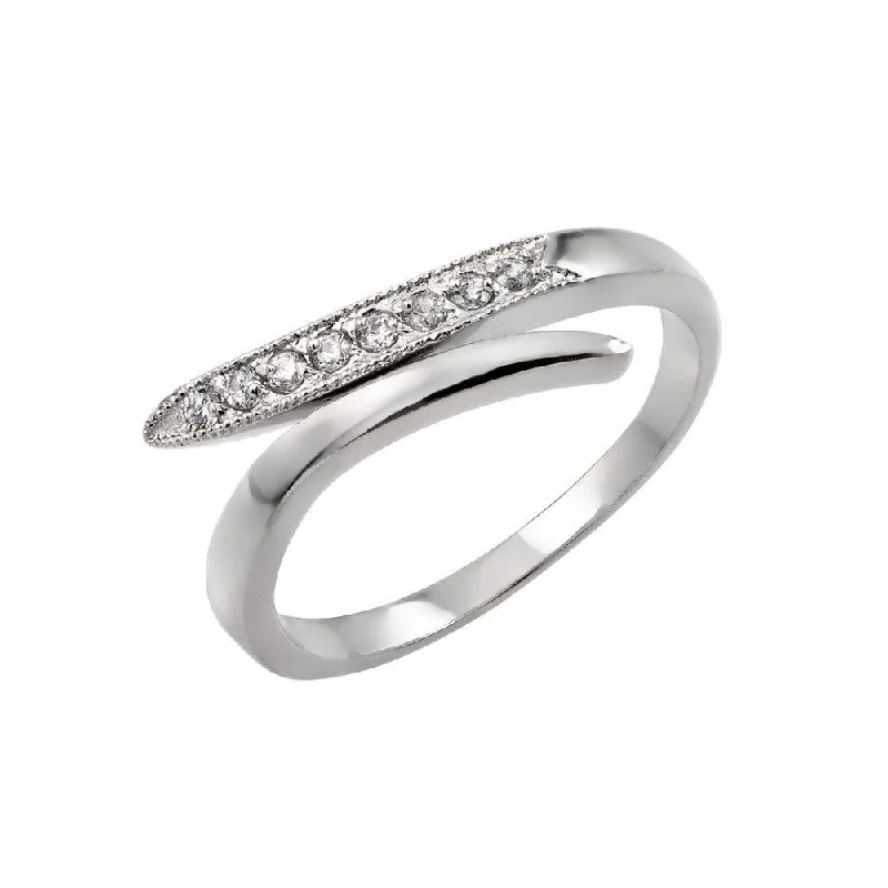 Silver 925 Rhodium Plated CZ Split Ring - BGR00905