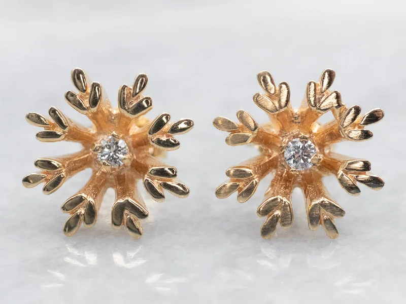 Ladies earrings wood inlay earrings-Diamond Snowflake Stud Earrings