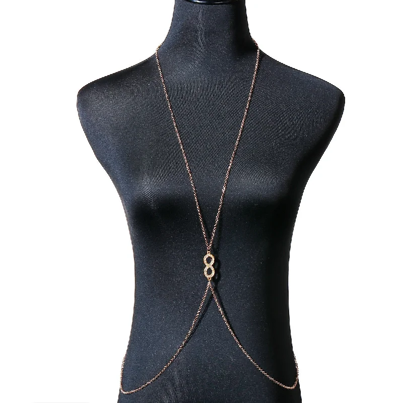 Ladies necklaces classic revival designs-Sexy Sparkles Bikini Beach Crossover Harness Necklace Waist Belly Body Chain Jewelry